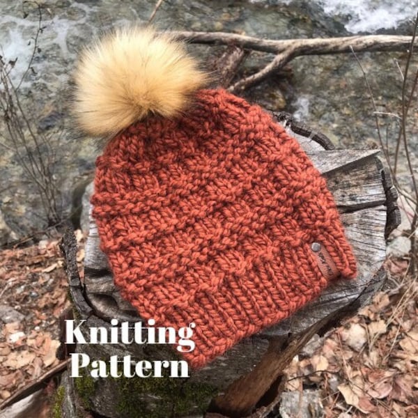 Knitting Pattern // The Tamarack Beanie | Women's Knit Hat Pattern | Textured Beanie Hat Pattern | Women's Warm Winter Hat Knitting Pattern