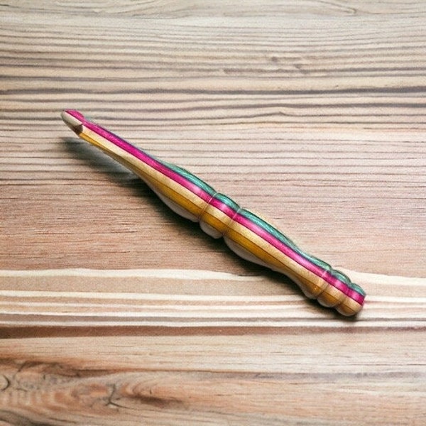 10mm Wooden Crochet Hook | Smooth Wooden Crochet Hook | Rainbow Crochet Hook | Colorful Crochet Hook | Ergonomic Crochet Hook