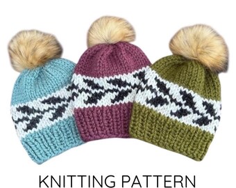 KNITTING PATTERN: The Aspen Beanie, Women's Fair Isle Hat Pattern, Women's Fair Isle Beanie Pattern, Women's Warm Winter Hat Pattern (PDF)