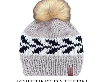 KNITTING PATTERN: The Aspen Beanie, Women's Knit Hat Pattern, Women's Knit Beanie Pattern, Fair Isle Hat Pattern, Fair Isle Beanie Pattern
