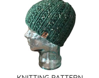 KNITTING PATTERN: The Rothrock Beanie, Men's Knit Hat Pattern, Men's Knit Beanie Pattern, Fitted Hat Pattern, Warm Winter Hat Pattern (PDF)