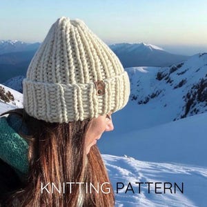 KNITTING PATTERN: The Alpine Beanie, Malabrigo Rasta Hat Pattern, Chunky Ribbed Beanie Pattern, Wool Hat Pattern, Classic Knit Beanie (PDF)