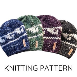 KNITTING PATTERN: The Wave Beanie, Men's Knit Hat Pattern, Men's Knit Beanie Pattern, Fitted Hat Pattern, Fair Isle Hat Pattern (PDF)