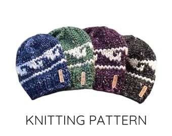 KNITTING PATTERN: The Wave Beanie, Men's Knit Hat Pattern, Men's Knit Beanie Pattern, Fitted Hat Pattern, Fair Isle Hat Pattern (PDF)