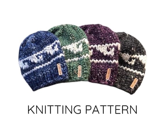 KNITTING PATTERN: The Wave Beanie, Men's Knit Hat Pattern, Men's Knit Beanie Pattern, Fitted Hat Pattern, Fair Isle Hat Pattern (PDF)