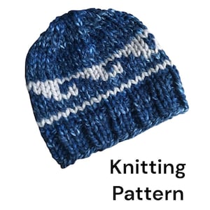 Modèle de tricot : bonnet la vague, modèle de bonnet en tricot pour homme, modèle de bonnet en tricot pour homme, modèle de bonnet ajusté, modèle de bonnet jacquard (PDF)