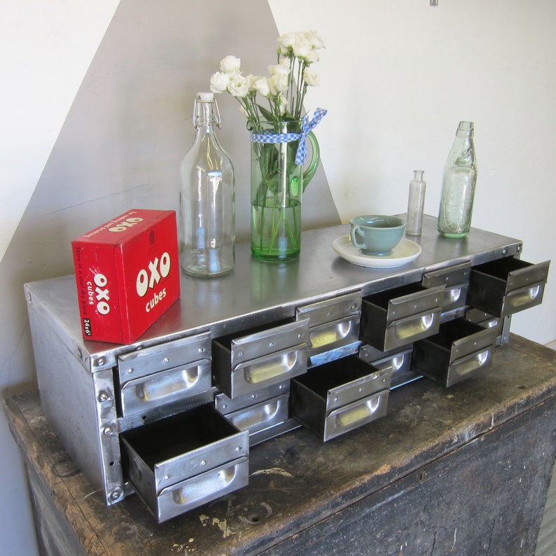 Vintage Storage Drawers Metal Industrial Filing Cabinet Pigeon Etsy