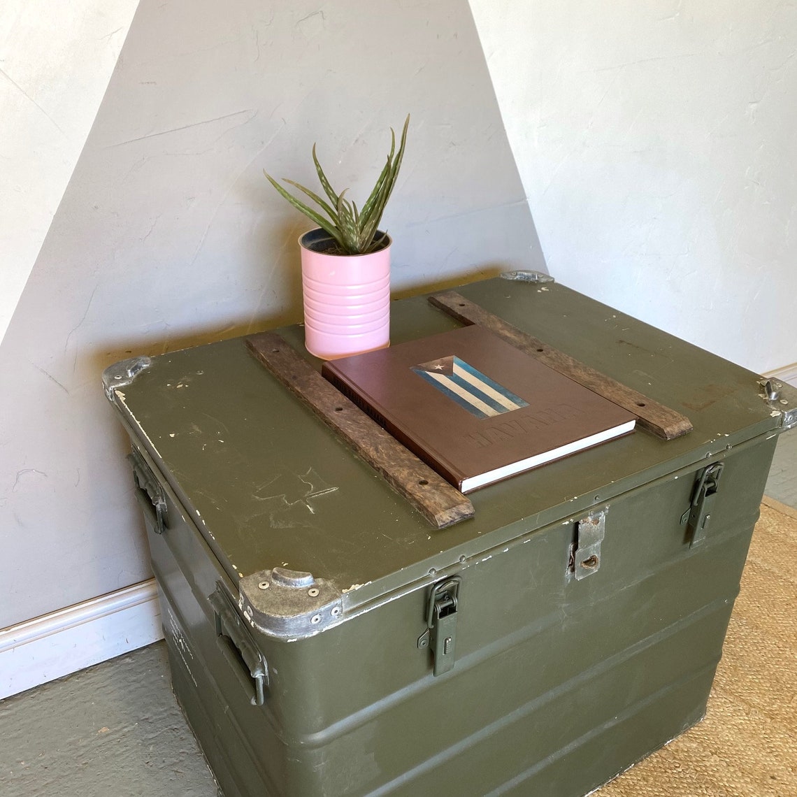 Industrial Military Trunk Chest Vintage Green Storage Box Etsy