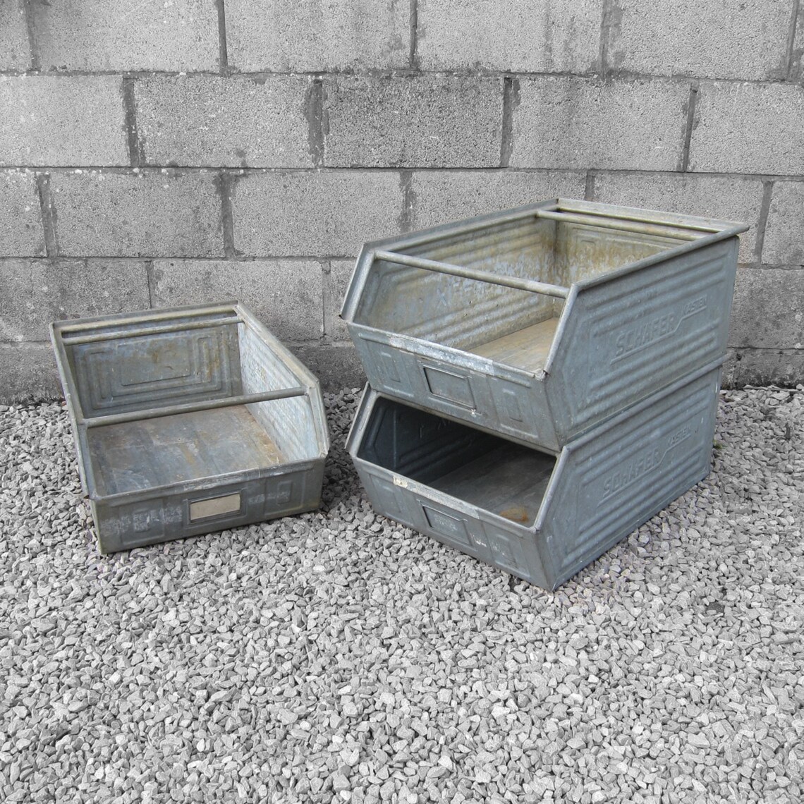 Industrial Storage Crate Boxes Stacking Kitchen Display Etsy