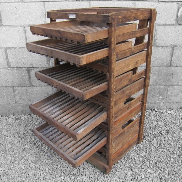 Rustic Apple Crate Storage Rack Antique Traditional