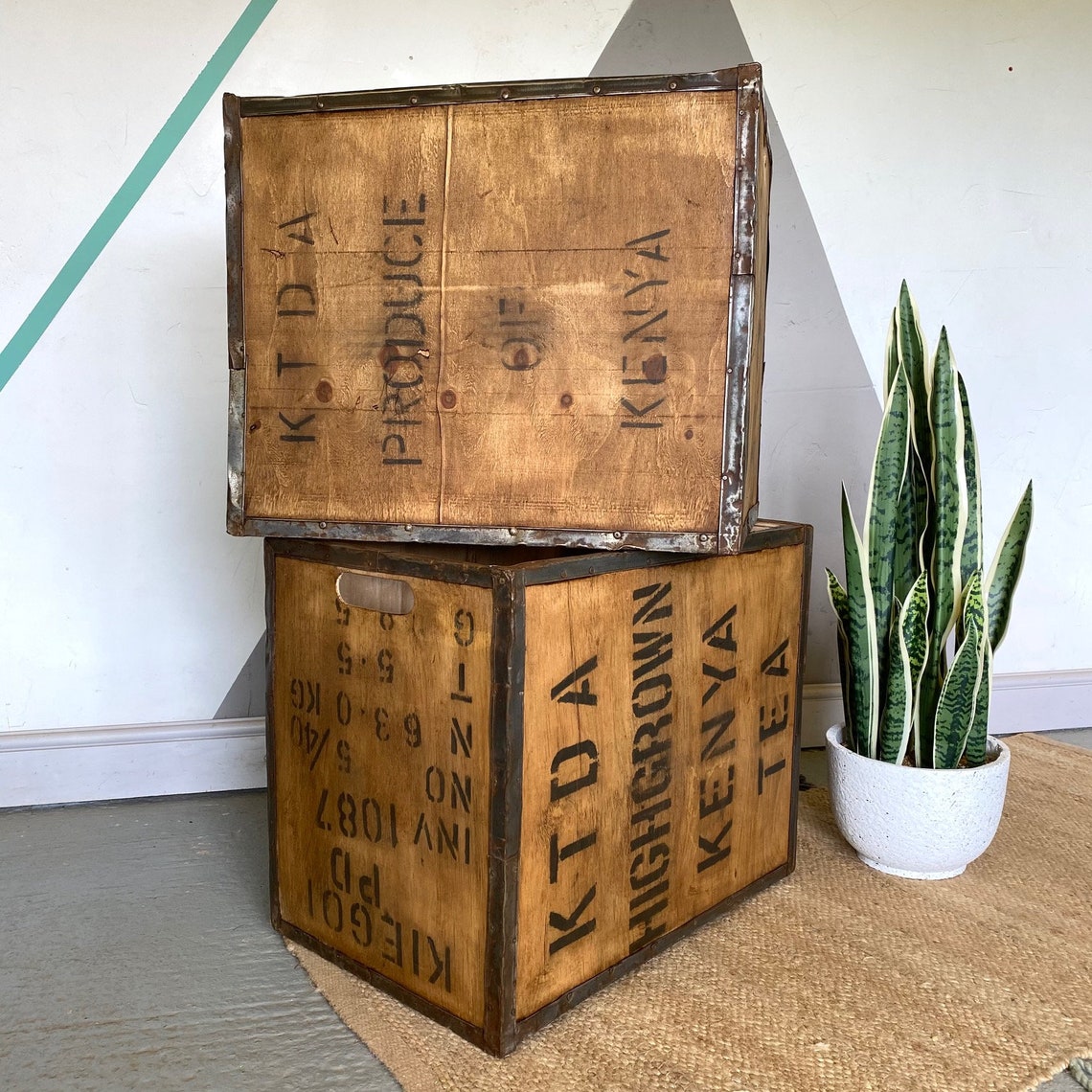 Rustic Storage Wooden Vintage Tea Chest Trunk Box Crate Etsy UK