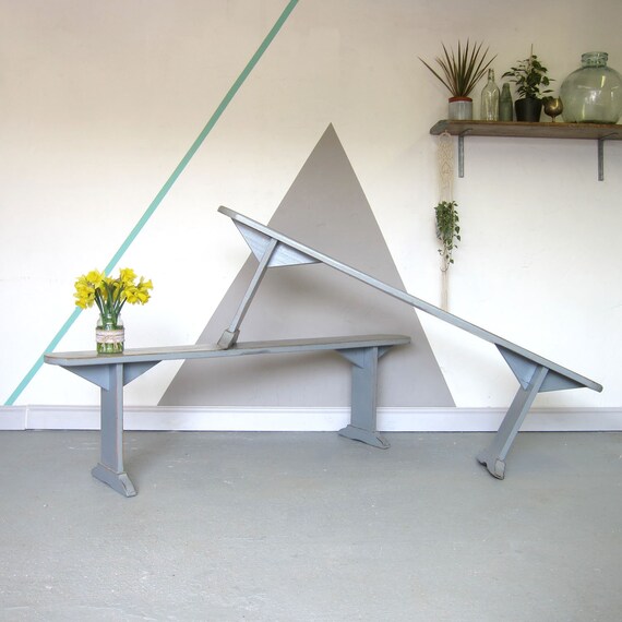 Vintage Rustic Pine Bench Seat Painted Kitchen Dining Table Etsy