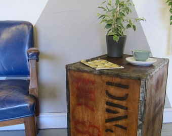 Vintage Tea Chest Trunk Box Crate Storage Side Table Bed Side