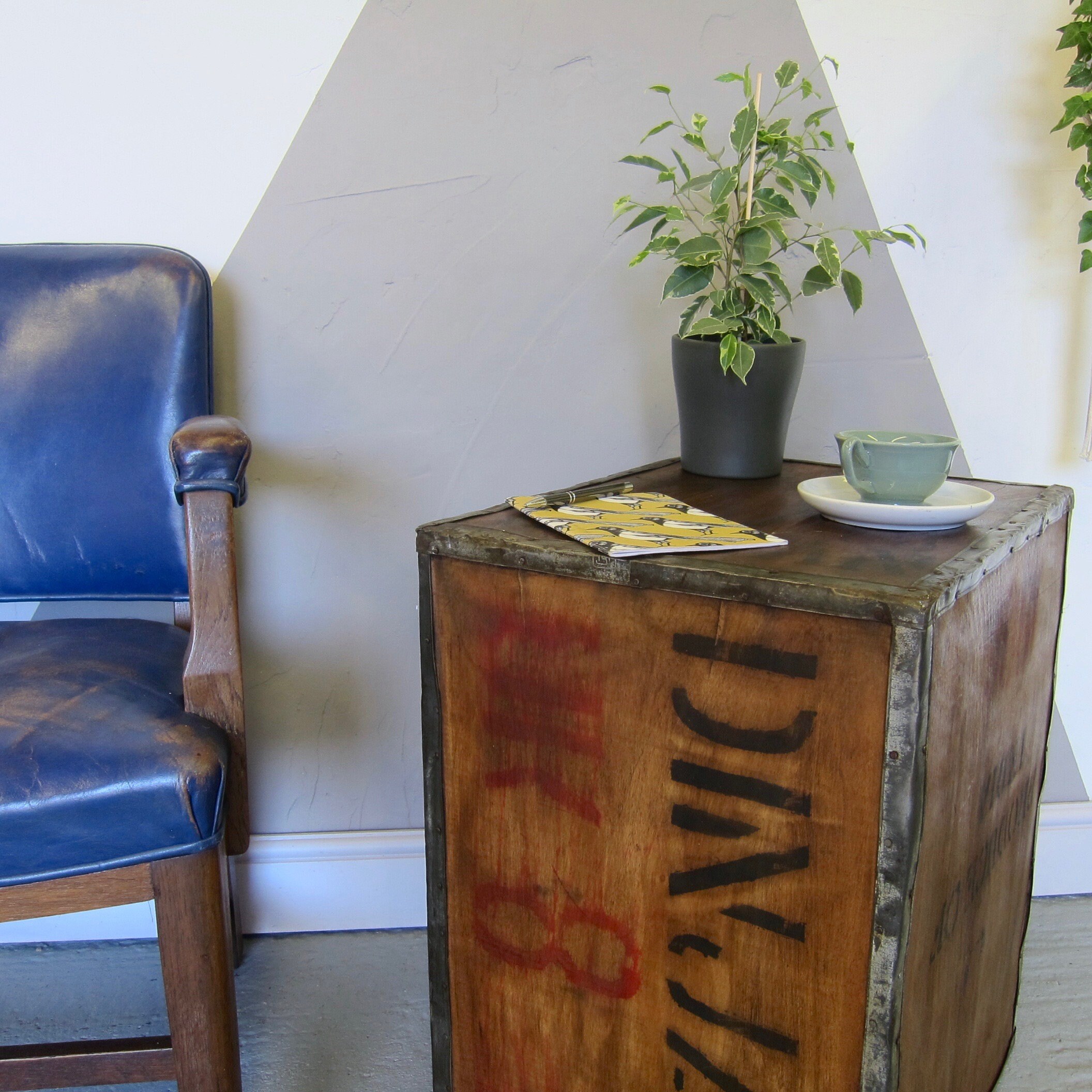 Vintage Tea Chest Trunk Box Crate Storage Side Table Bed Side