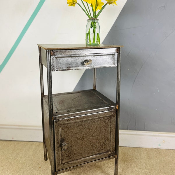 Industrial Mid Century Bedside Cabinet Cupboard