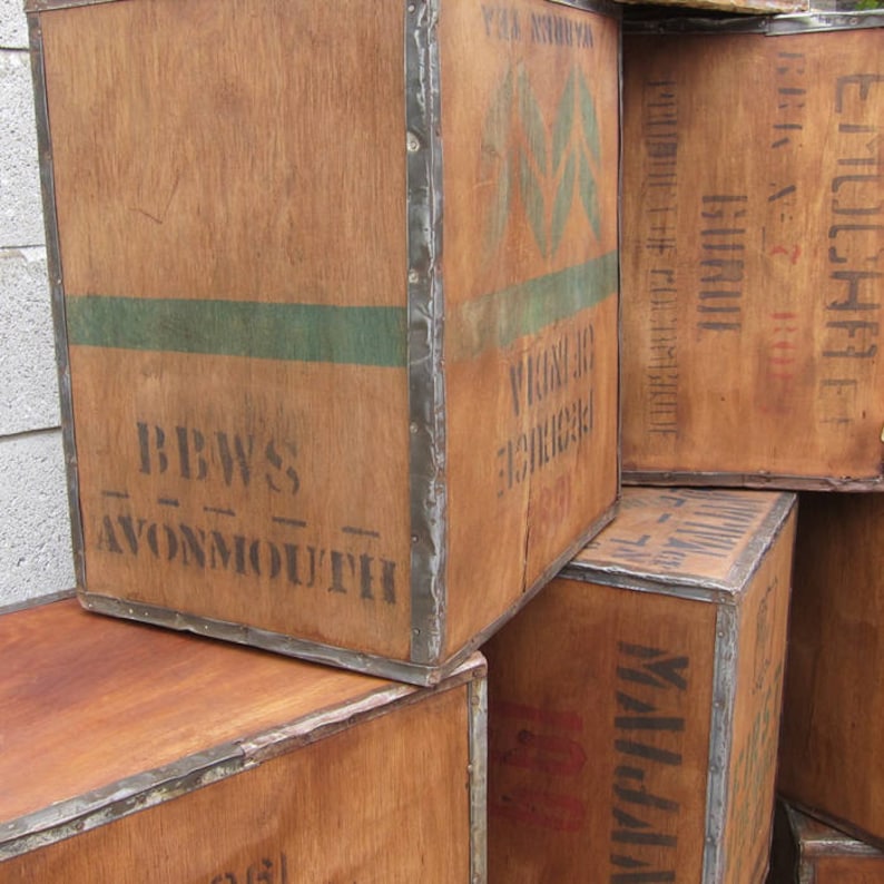 Reproduction Boxes/chests Antiques 1 X Old Vintage Wooden Tea Chest Crate Side Table Coffee Furniture