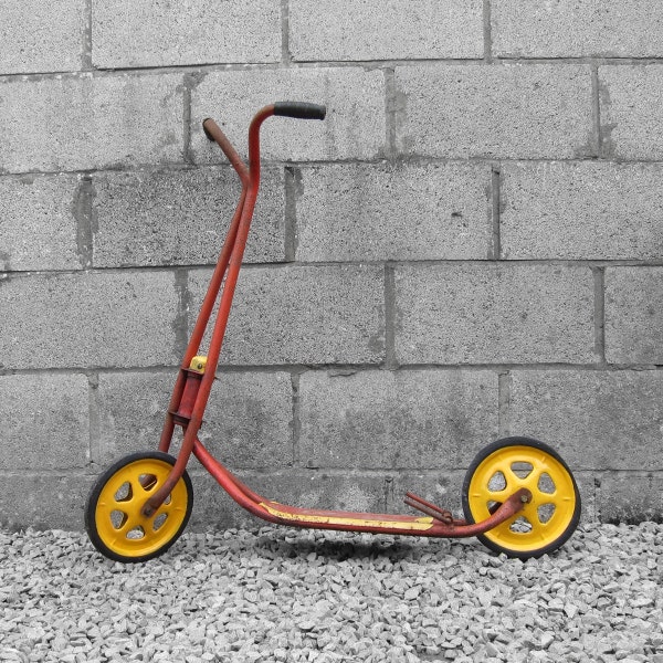 1960s Vintage Mobo Scooter - Vibrant Red Yellow - Great Windown Display