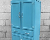 1950s Vintage Painted Shabby Chic Blue Kitchen Storage Larder Cupboard Cabinet