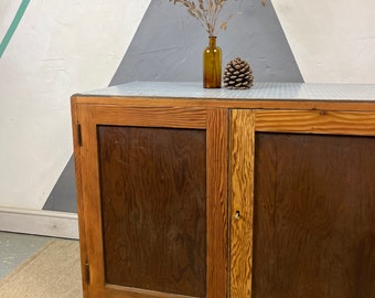 Vintage Rustic Pine Storage Cupboard Kitchen Flowers