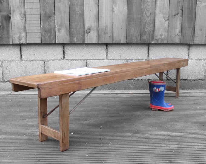 Vintage Folding School Bench Modernist 1950s Industrial Seat Etsy