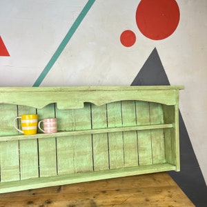 Green Rustic Pine Kitchen Shelf Pot Stand Rack Open Wall Cupboard