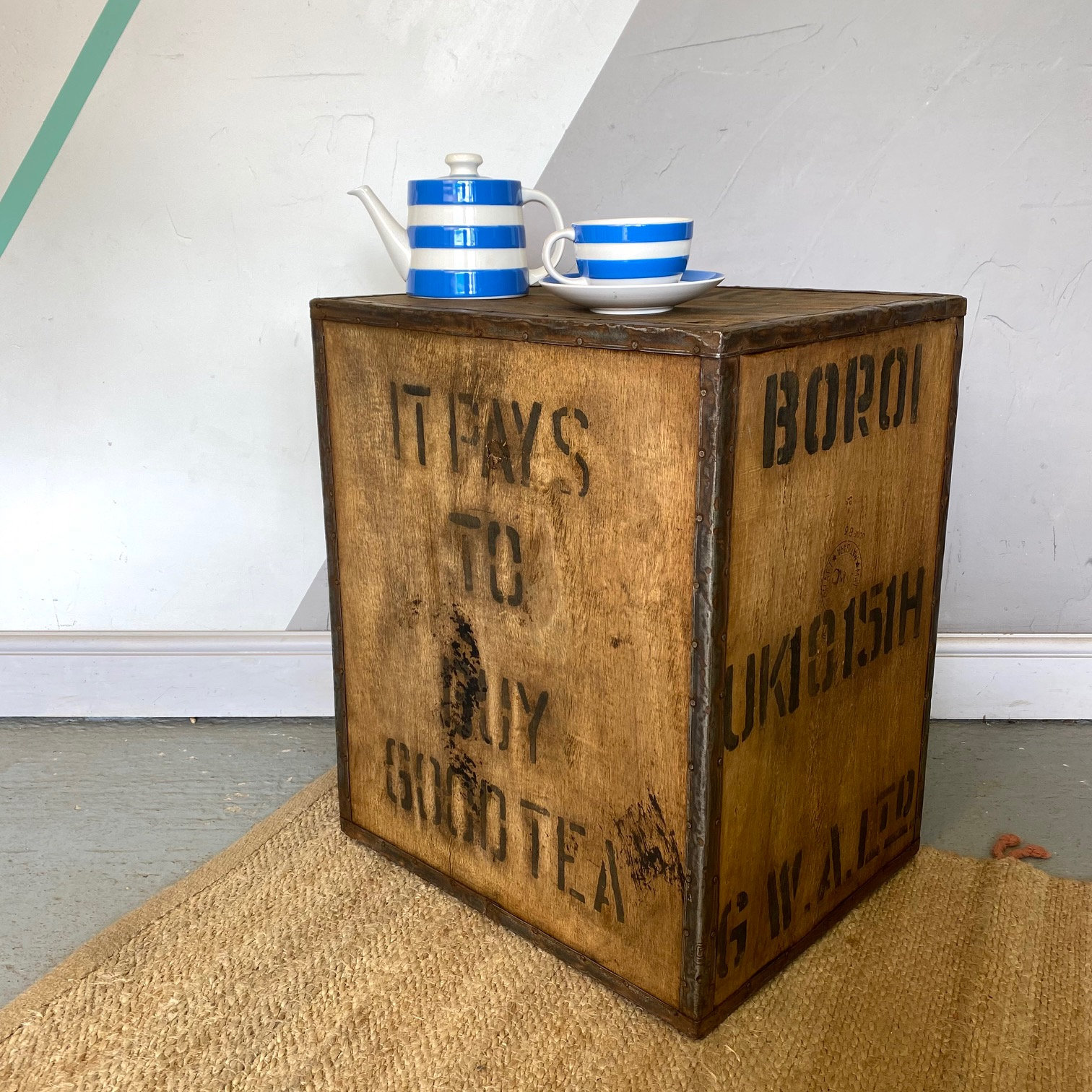 Vintage Tea Chest Trunk Box Crate Storage Side Table BedSide Etsy