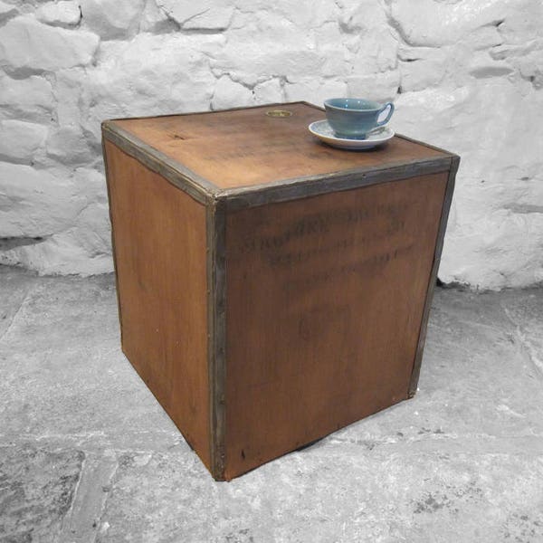 Vintage Tea Chest Trunk Box Crate - Storage Side Table Display Shop DAMAGED