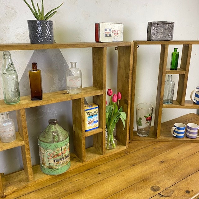 Vintage Shelf Rustic Pine Open Wall Shelving Display Storage Etsy