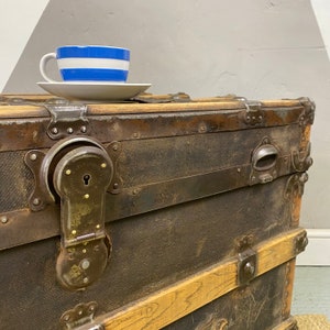 Antiguo cofre vaporero tronco manta caja de almacenamiento | Etsy