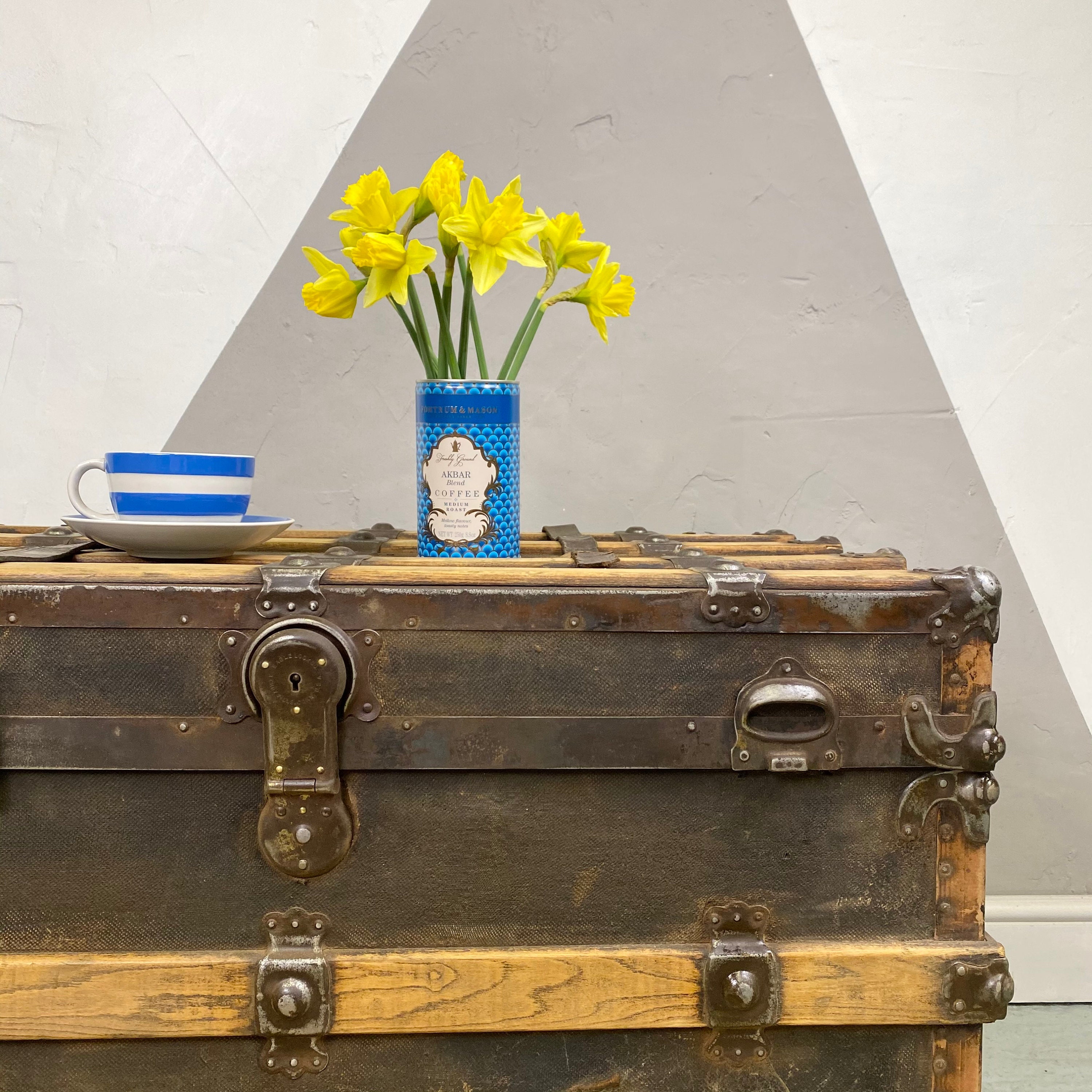 Antiguo cofre vaporero tronco manta caja de almacenamiento | Etsy