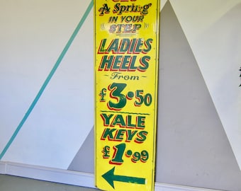 Vintage Shop Advertising Sign Painted Shoes Dressing Room Wall Art