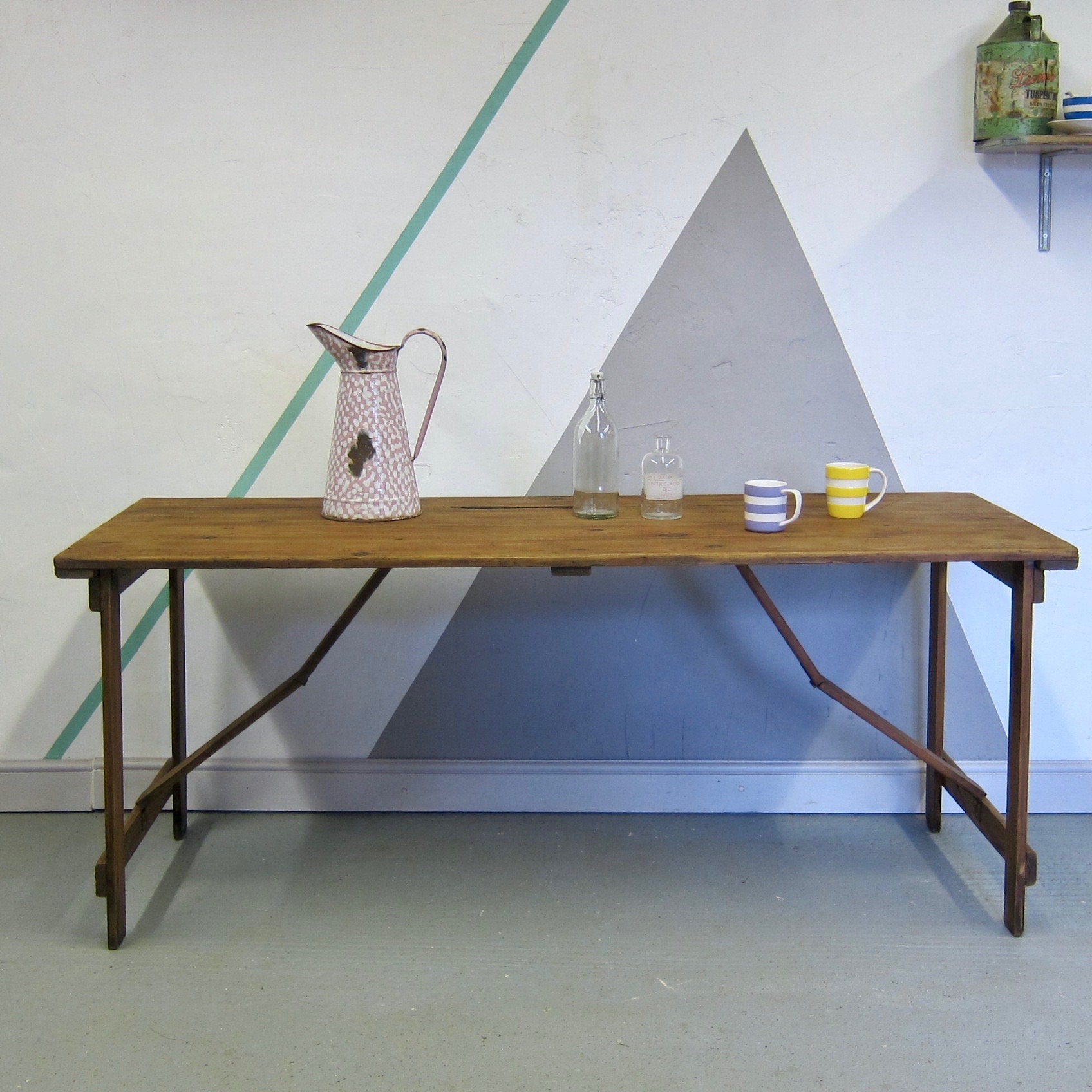 Rustic Folding Pine Trestle Table - Etsy