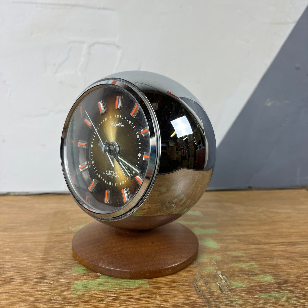Mid Century Vintage Rhythm 2 Jewels Alarm Clock Japan 51129 Retro
