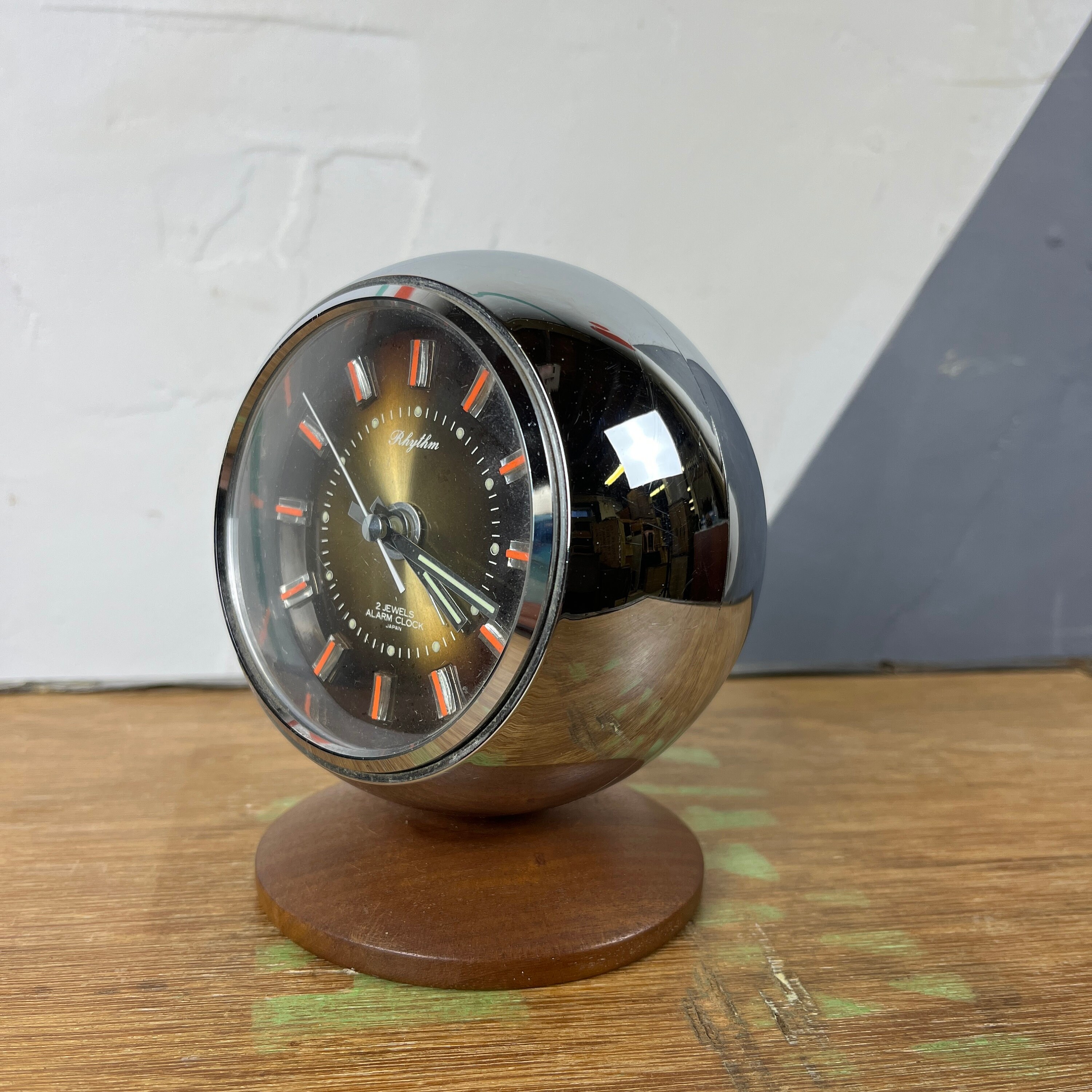 Mid Century Vintage Rhythm 2 Jewels Alarm Clock Japan 51129 Retro