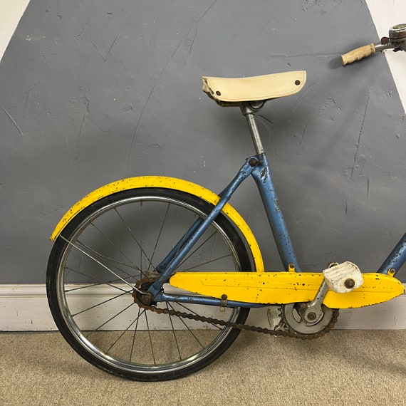 Vintage 1960 - 1970s Retro Triang Yellow & Blue Childs Bike