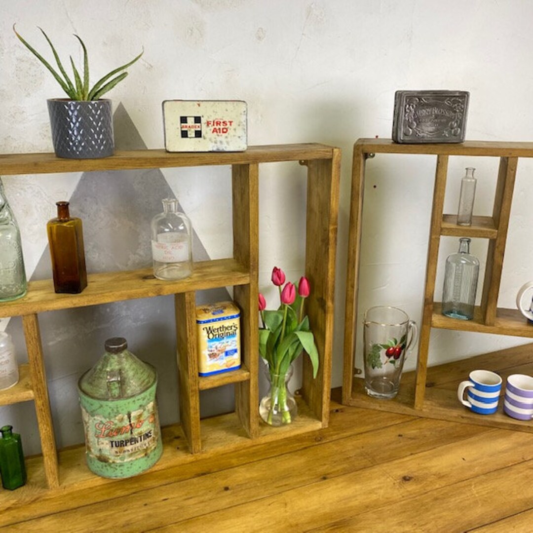 Vintage Shelf Rustic Pine Open Wall Shelving Display Storage Etsy UK