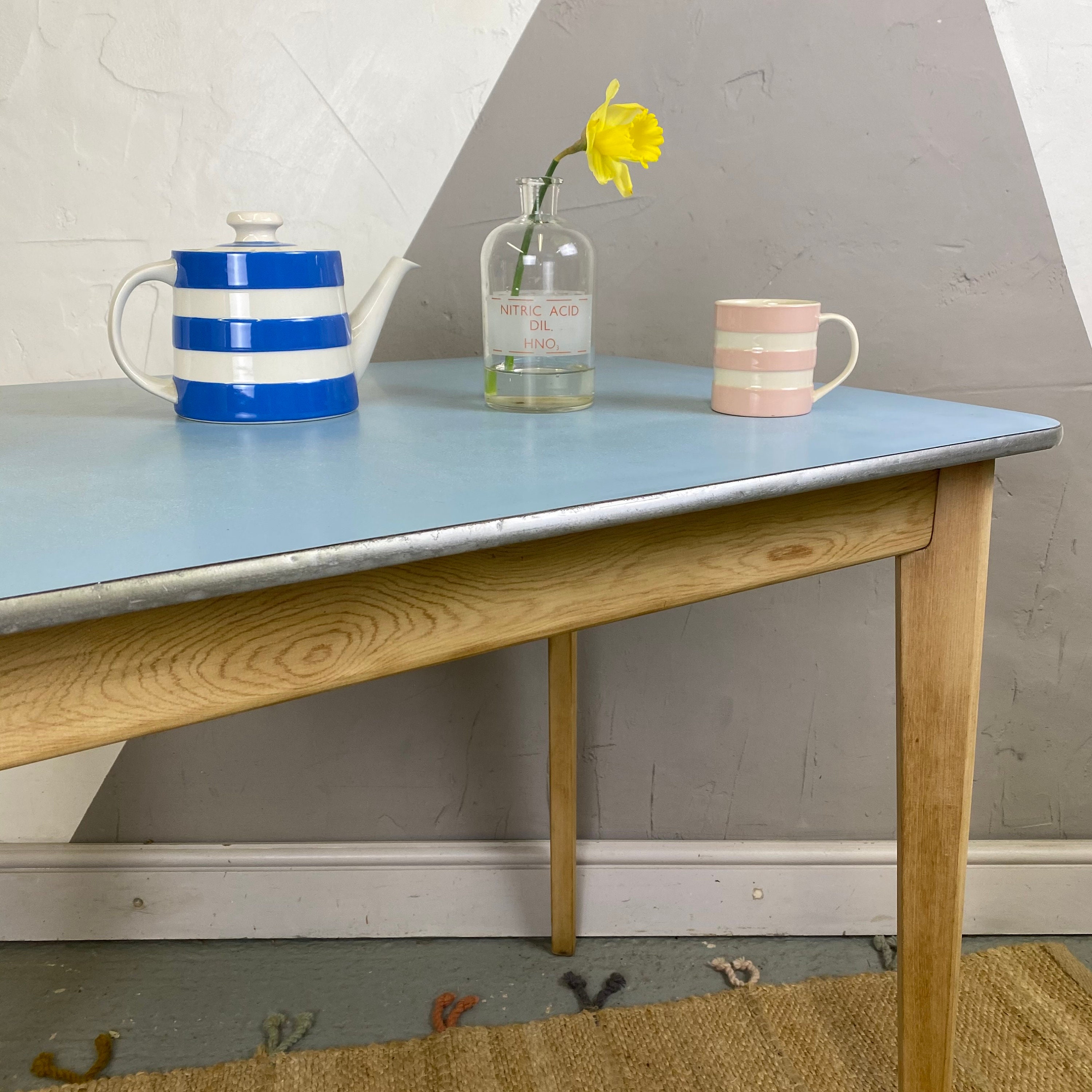 Mid Century Blue Formica Kitchen Table Office Desk Etsy