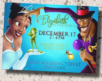 Princess and the Frog Tiana Custom Birthday Party Invitation Digital File