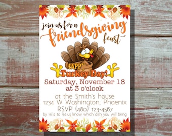 Friendsgiving Feast Thanksgiving Potluck party Invitation Digital File