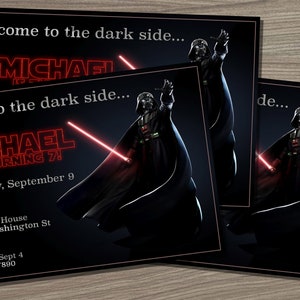 Star Wars Darth Vader Custom Birthday Party Printable Invitation Digital Download Picture File image 3