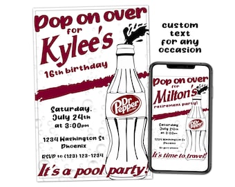 Dr Pepper Party Invitation: Custom Soda Pop Printable (Digital Download)