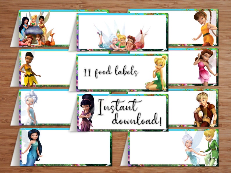 Tinker Bell and Friends Birthday Party Food Label Table Tents - Etsy