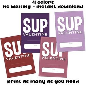 Sup moderne Preteen Teen Valentinstag druckbare digitale Sofort-Download-PDF-Datei Pink Lila Gleichen Tag Last Minute DIY Print zu Hause