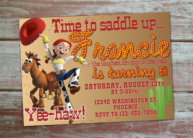 Jessie Toy Story Custom Birthday Party Invitation Digital File Etsy