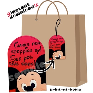 Etiquetas para lembrancinhas de festa de aniversário do Mickey Mouse - Baixe o arquivo digital para impressão instantânea - Sem espera, no mesmo dia, de última hora, faça você mesmo
