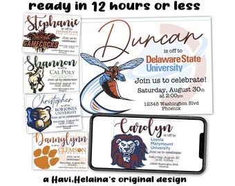 Custom College Mascot Going Away Party Invitation (Digital Printable)