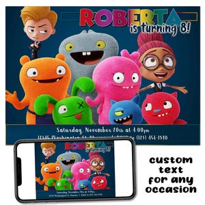 Ugly Dolls Custom Birthday Party Printable Invitation Digital Download Picture File Text Print Email Post Share Send