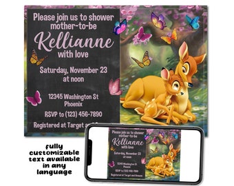 Bambi Custom Baby Shower Printable Invitation Digital Download Picture File Text Print Email Post