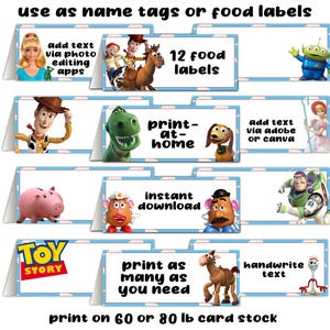 Toy Story fête d'anniversaire étiquette de nom étiquette de table tentes fichier numérique imprimable téléchargement immédiat - cartes de marque bricolage de dernière minute sans attente