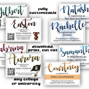 Custom College University logo mascot Going Away Party Printable Gift Registry Card Digital Download - High School Graduation Graduate Grad